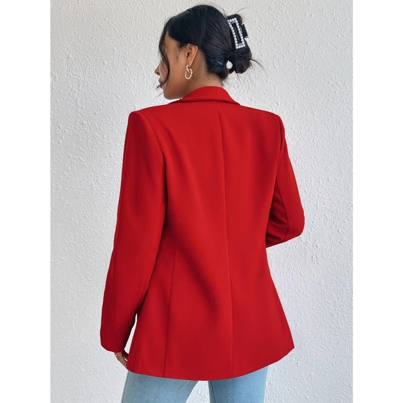 minimalist business casual Shawl Collar Blazer jacket black - Picture 9 of 11